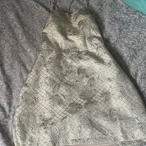 Fashion nova cream /gold  tie back midi dress